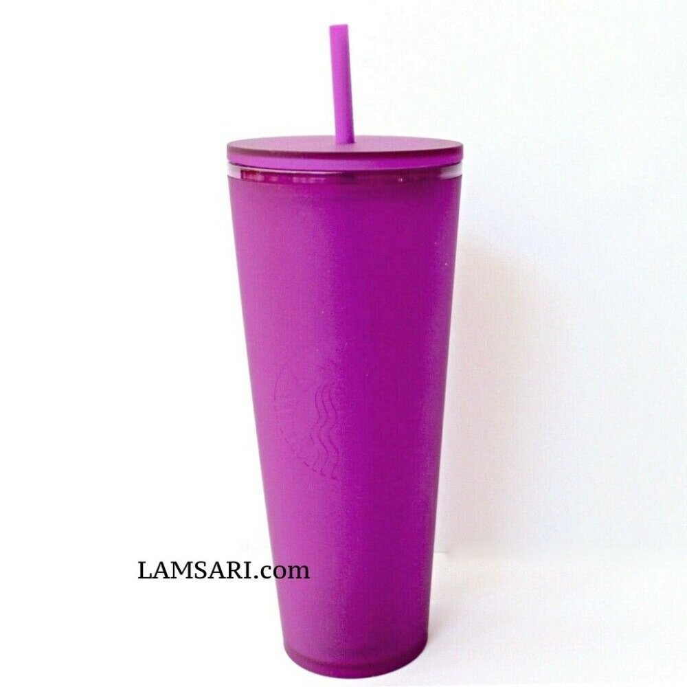 Starbucks 2022 Purple Soft Touch Plastic Cold Cup Tumbler 24 oz